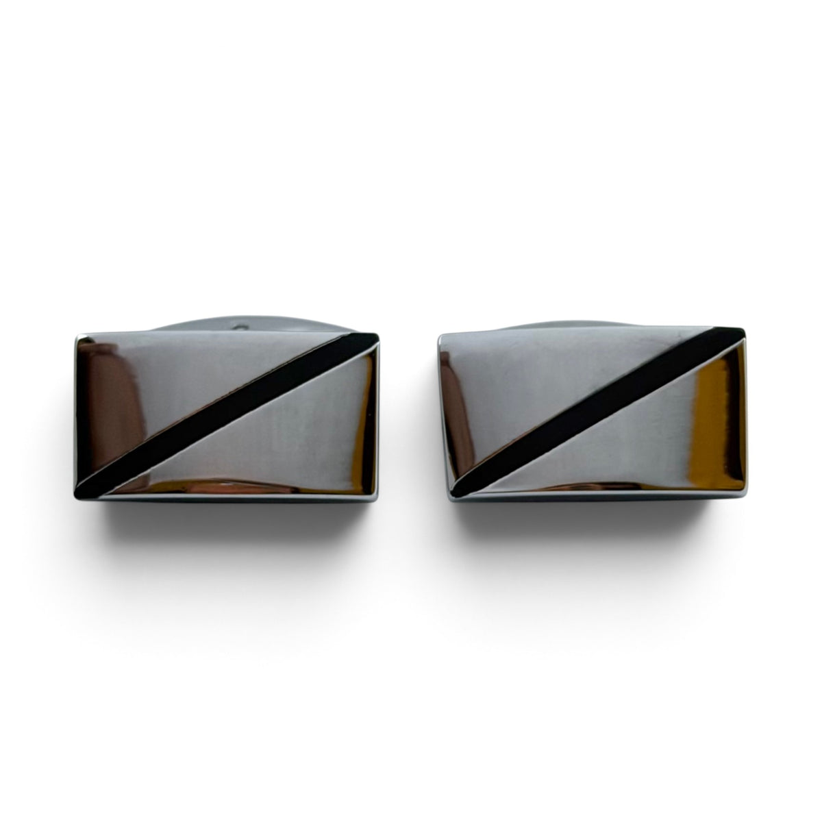 Obsidian Slash Silver recta Cufflinks