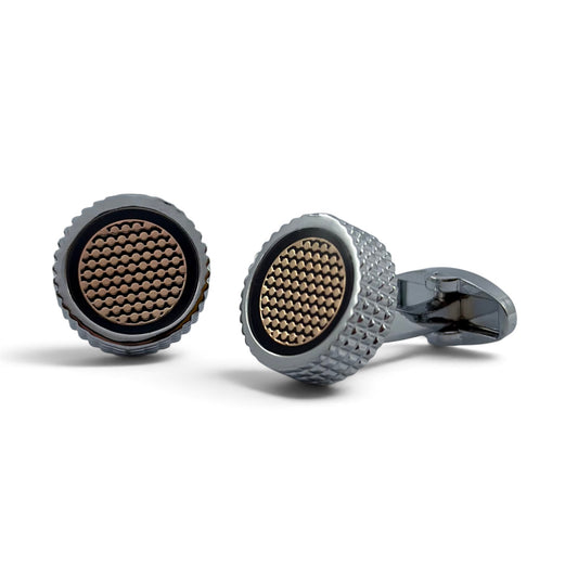 Silver Scallop Noir Cufflinks