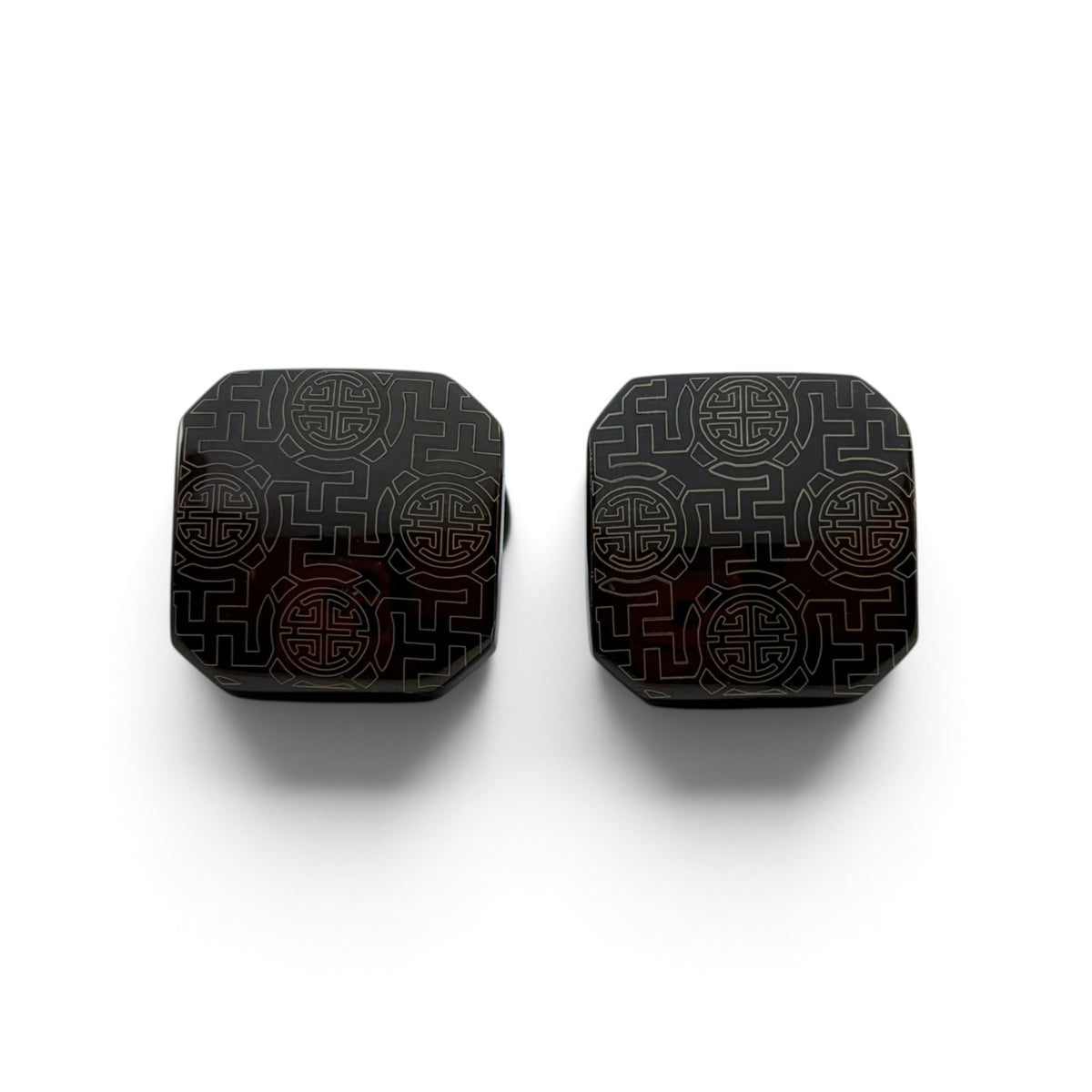 Oriental Fretwork Grey Metallic Cufflinks