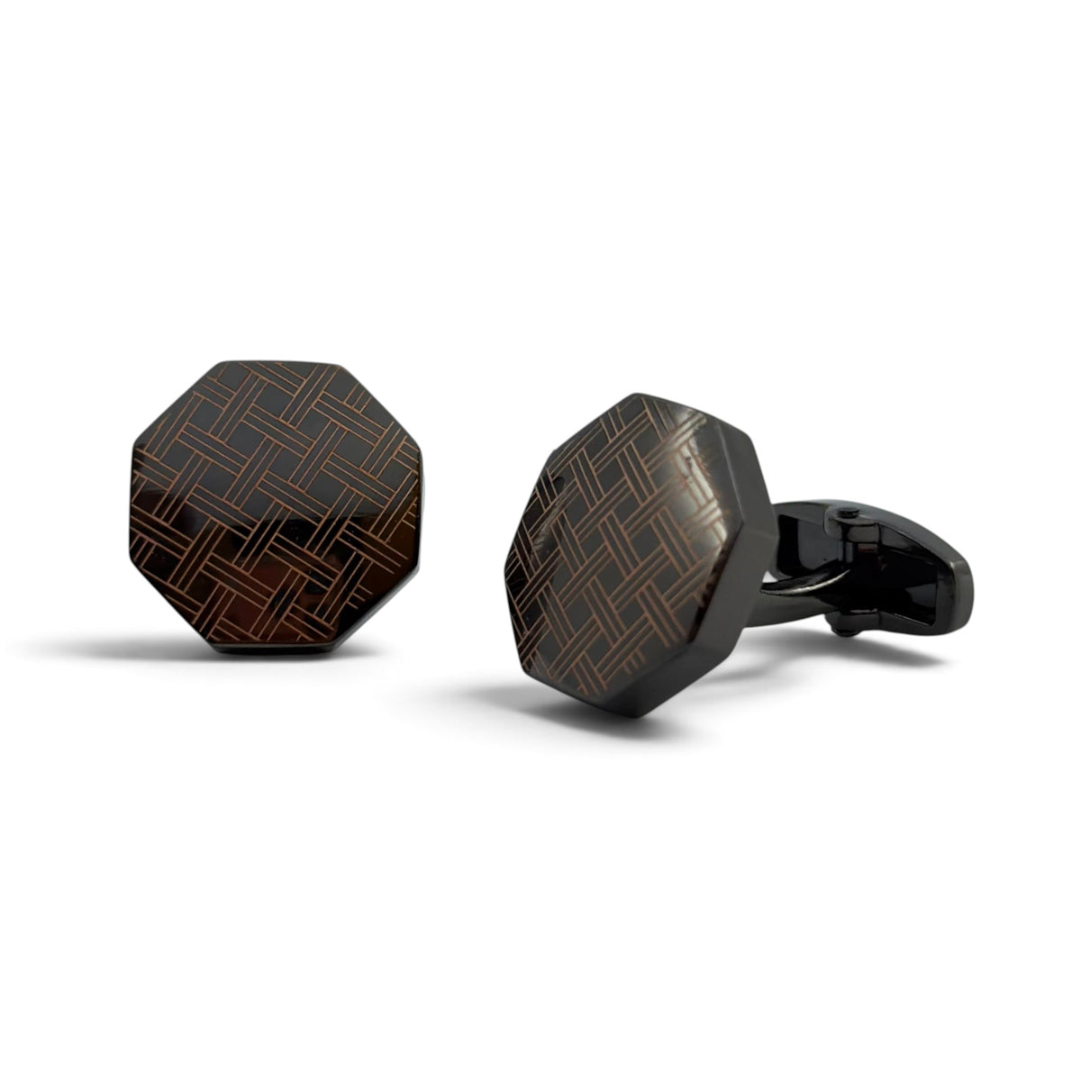 Obsidian Geometry Grey Metallic Cufflinks