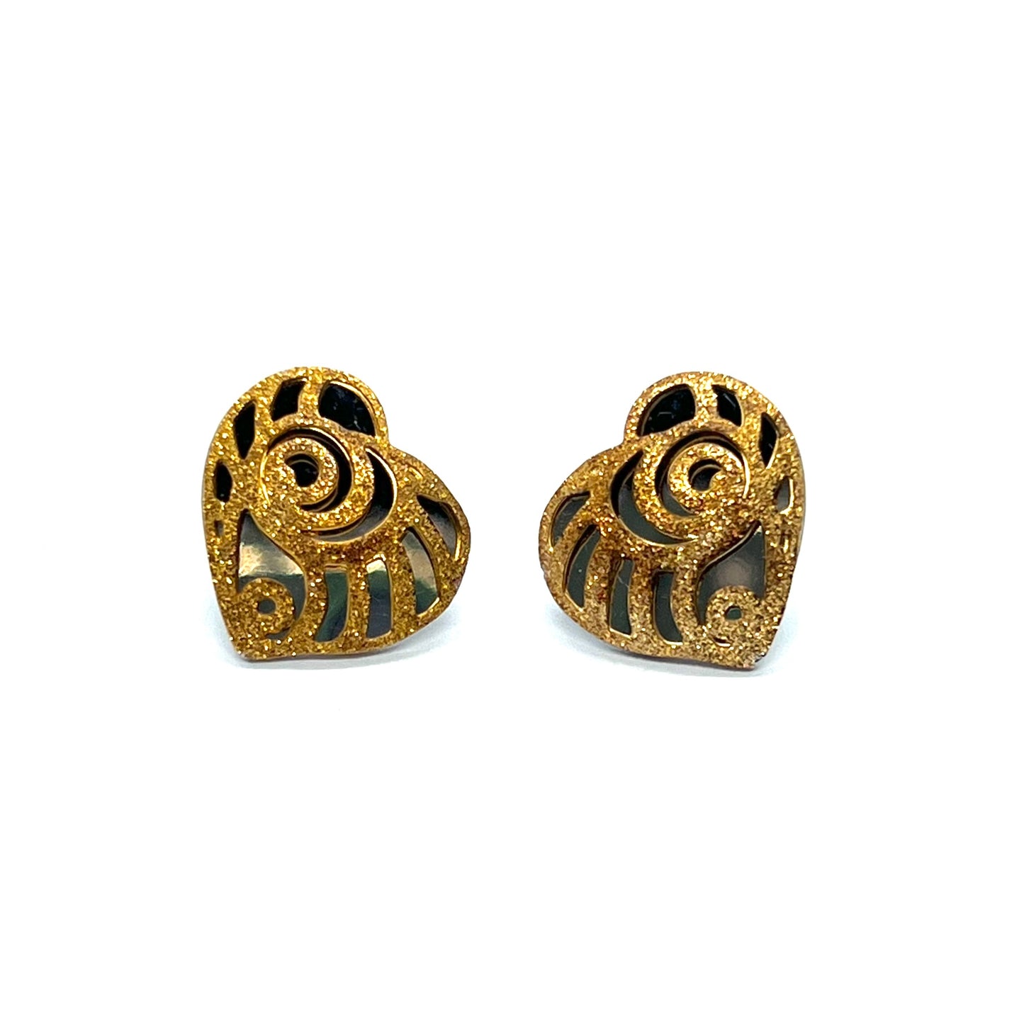 Golden Shiny Heart Reflecta Studs Earrings