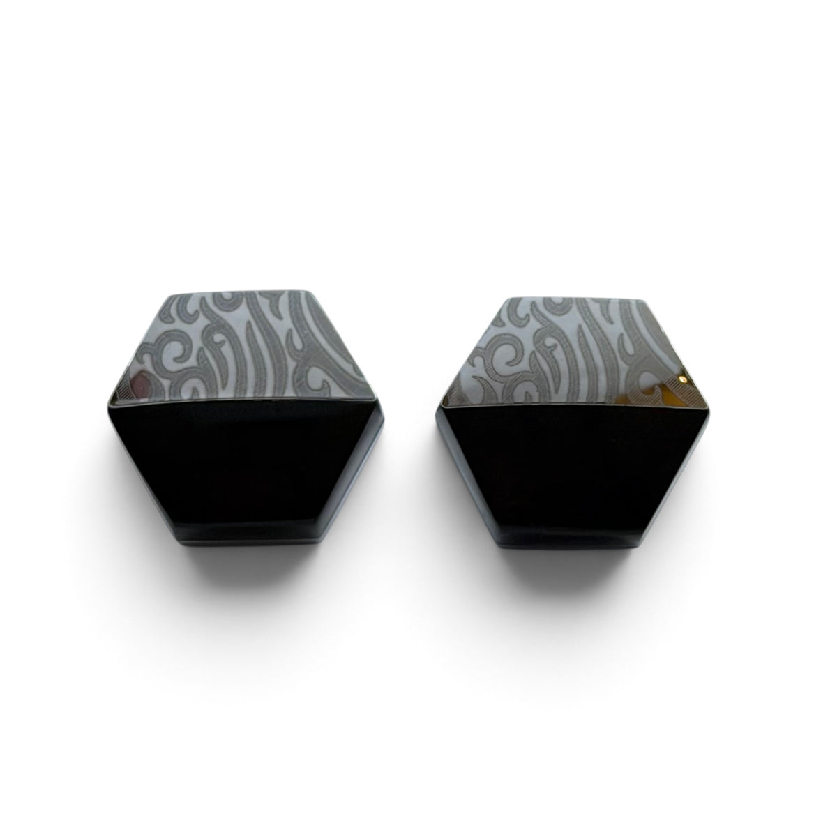 Obsidian Crest Silver Cufflinks