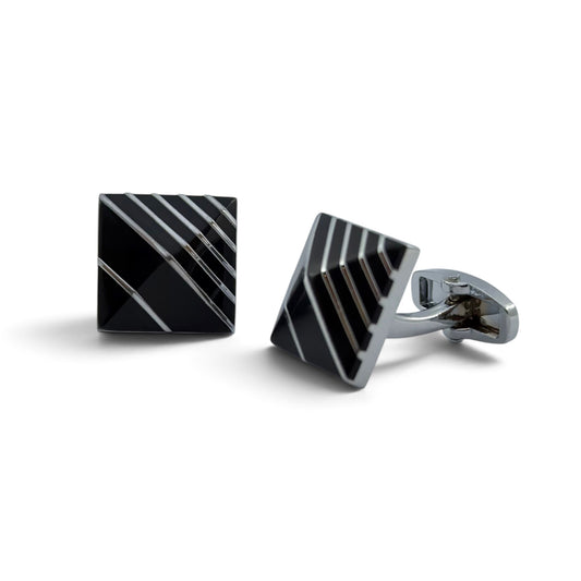 Obsidian Stride Silver Cufflinks