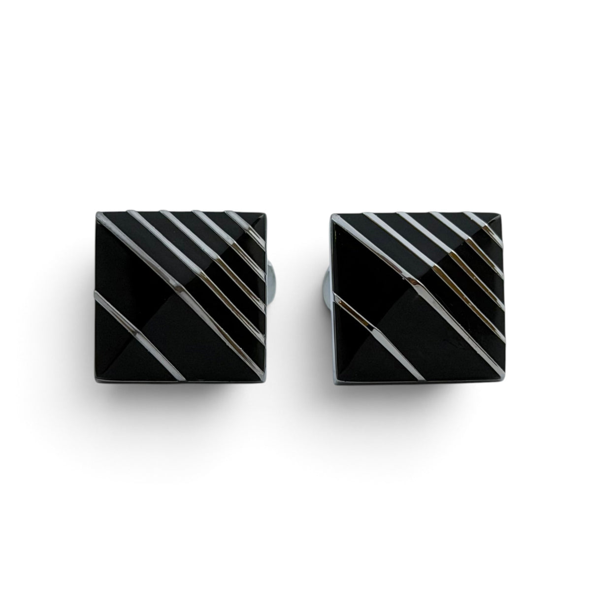 Obsidian Stride Silver Cufflinks
