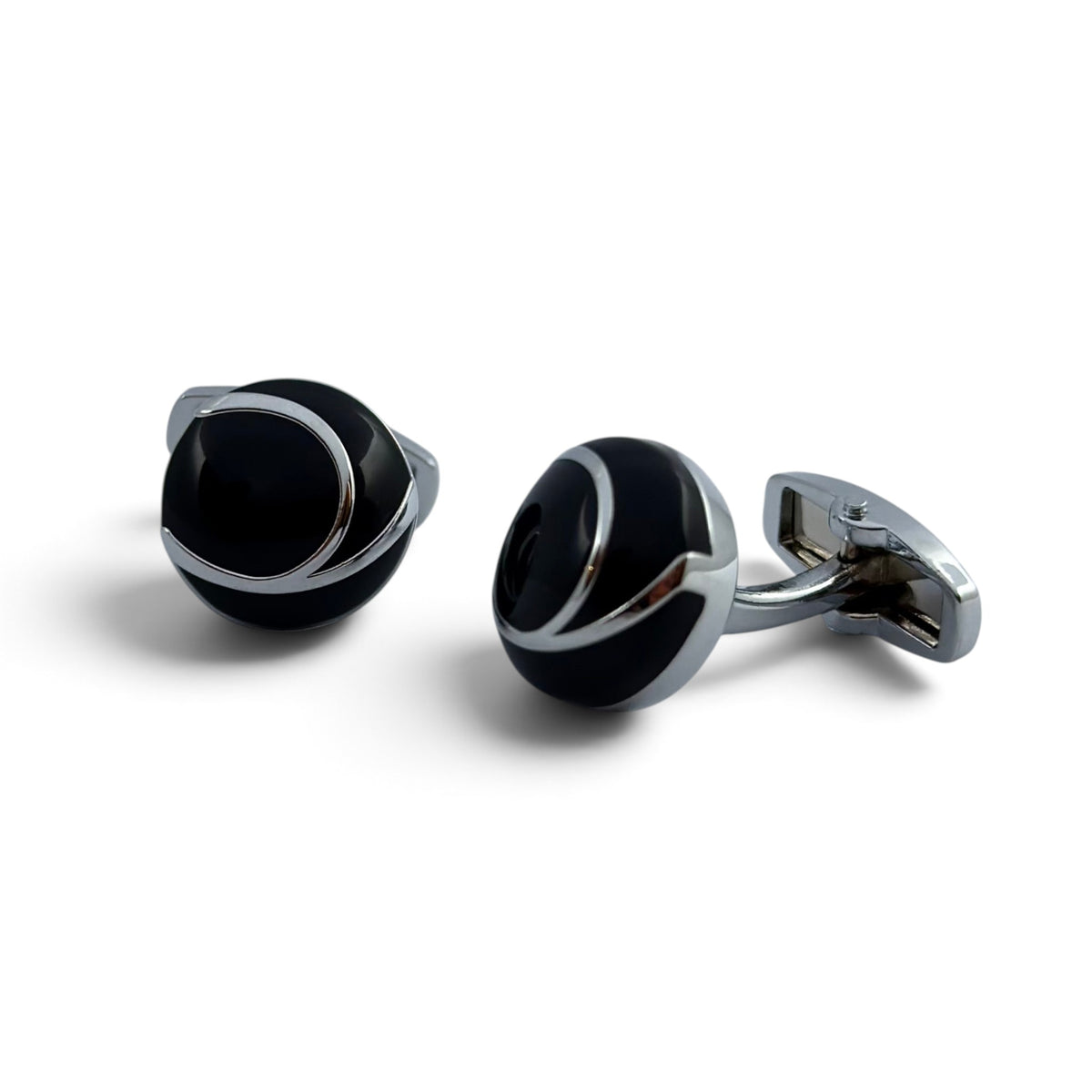 Midnight Crest Silver Cufflinks