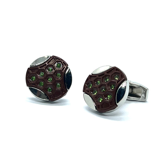 Green Rhino Tri Silver Cufflinks