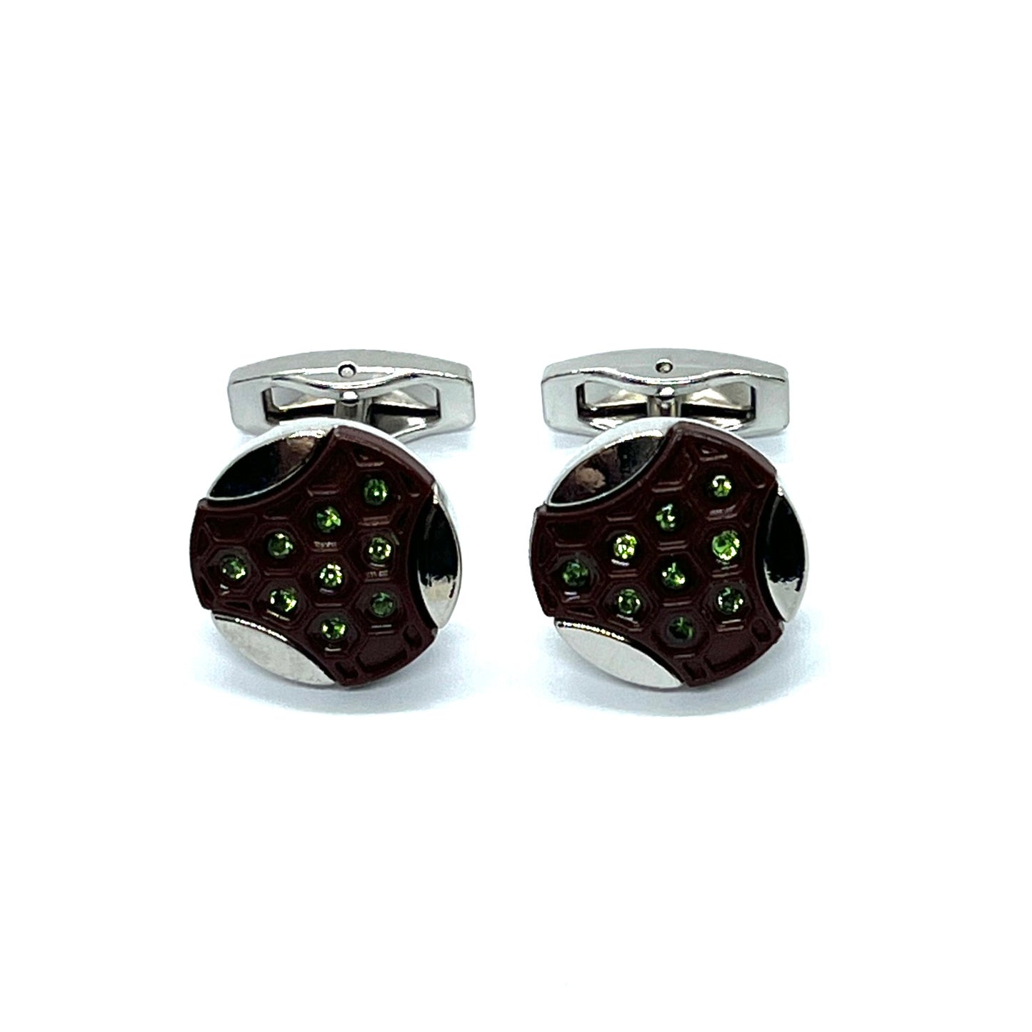 Green Rhino Tri Silver Cufflinks