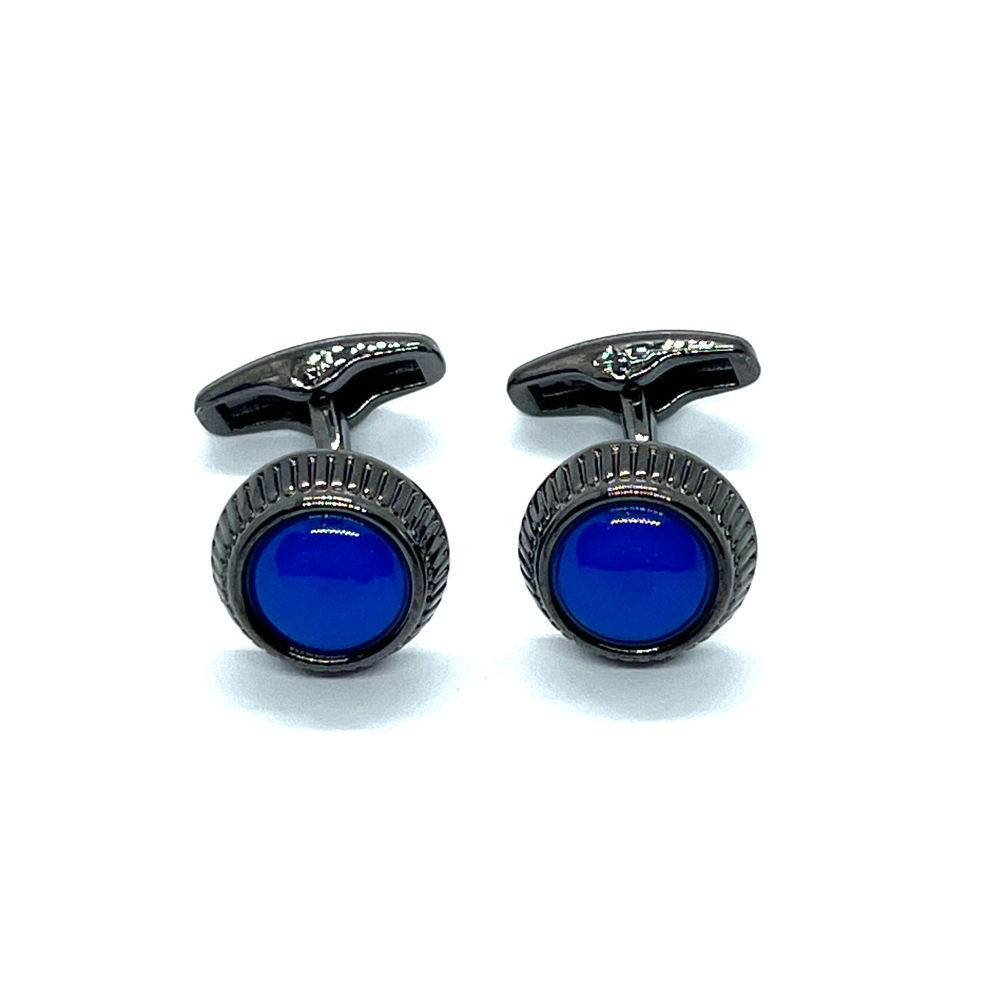 Blue Spot Grey Metallic Cufflinks