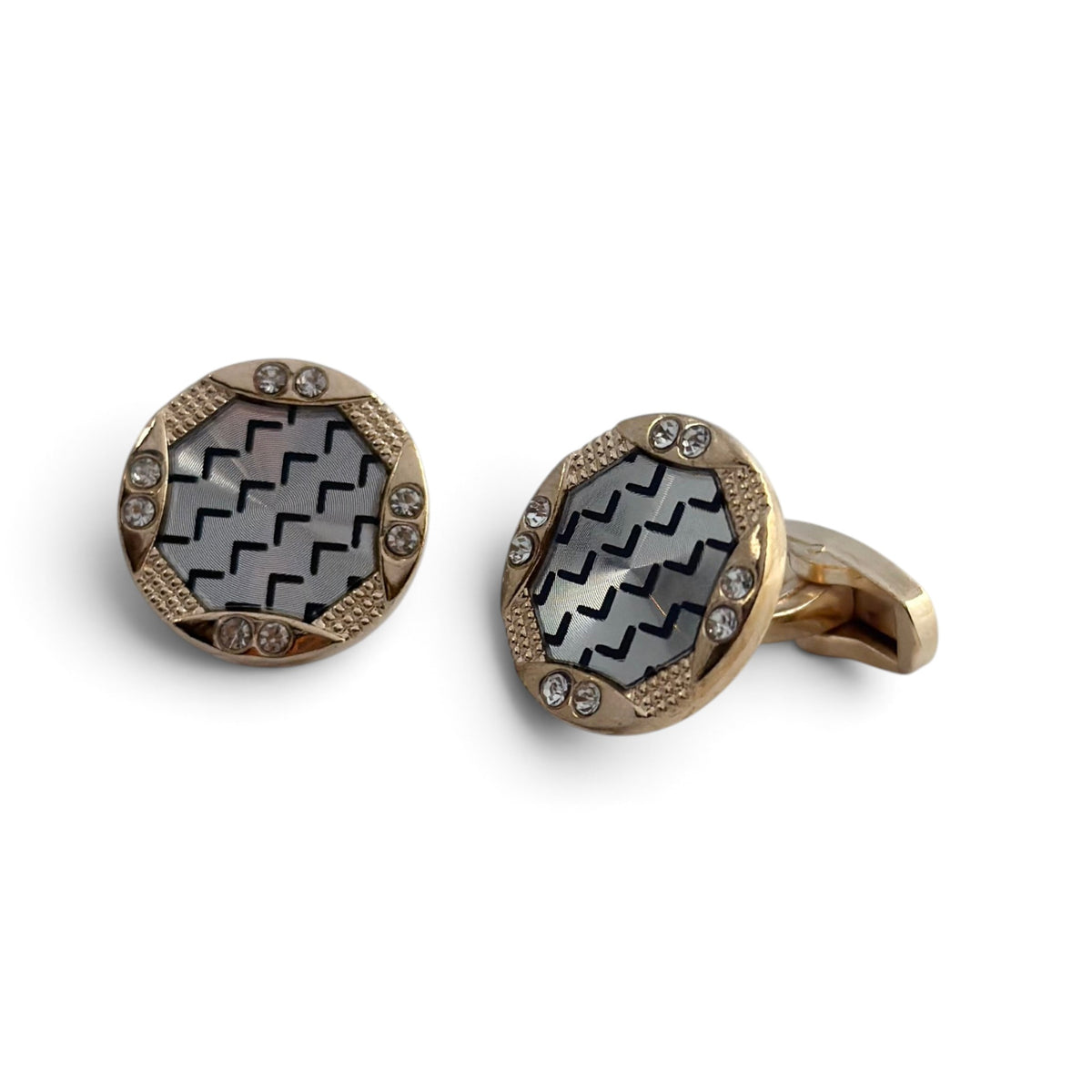 Regal Chevron Charm Golden Cufflinks