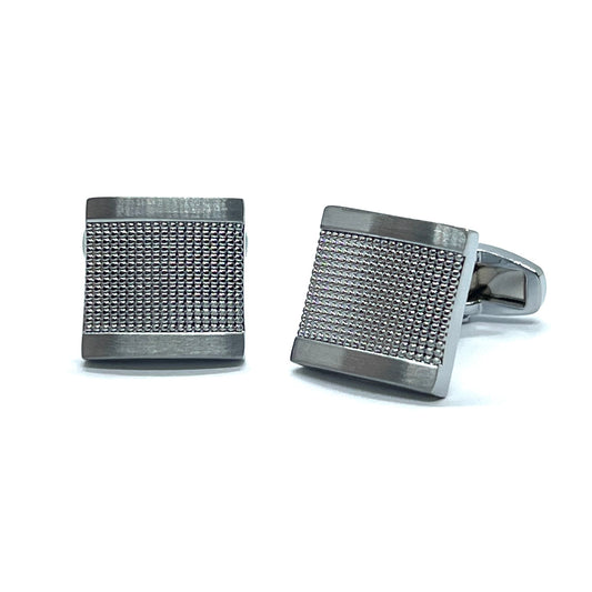 Silver Dotted Classic Square Cufflinks