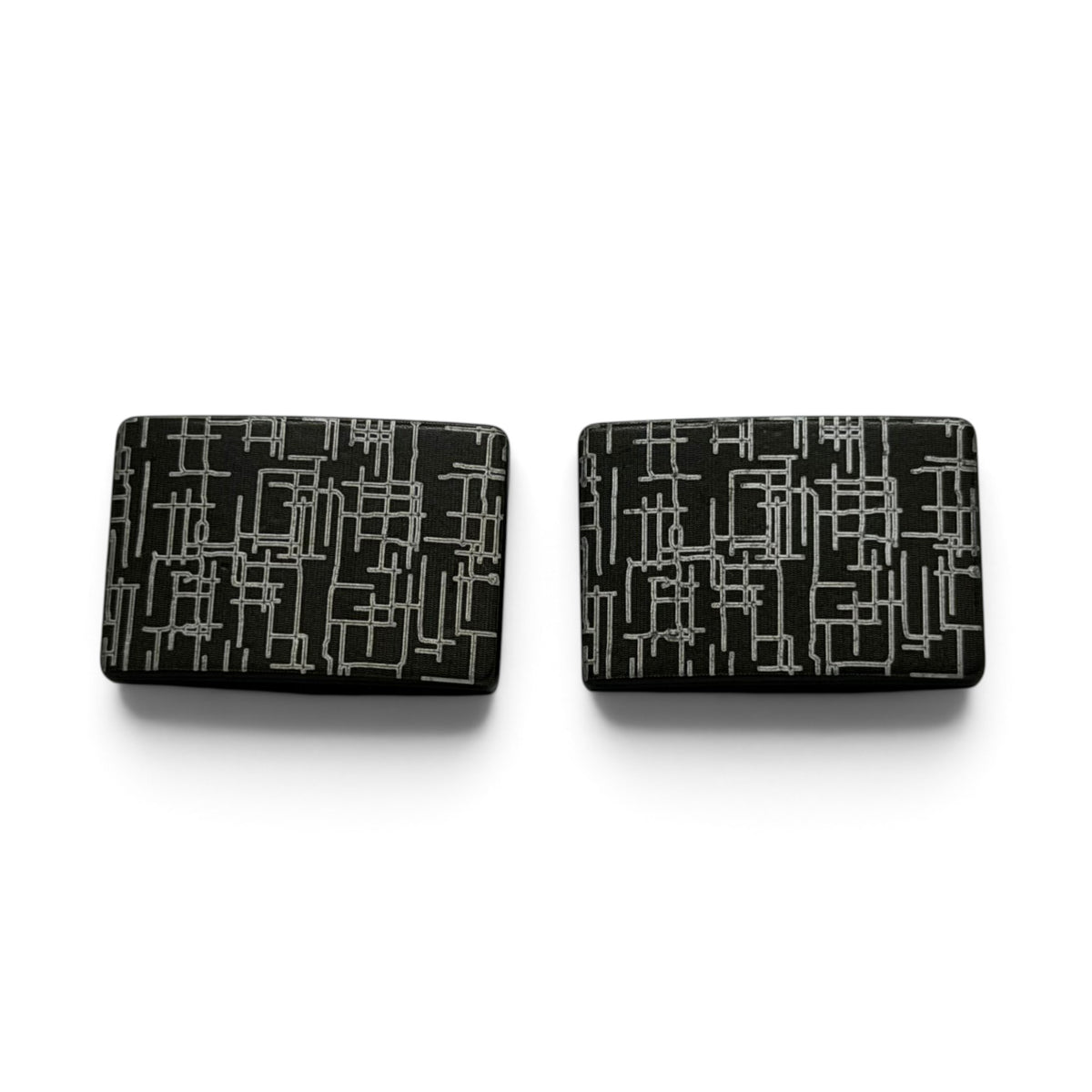 Silver Geometric Grid Black Cufflinks