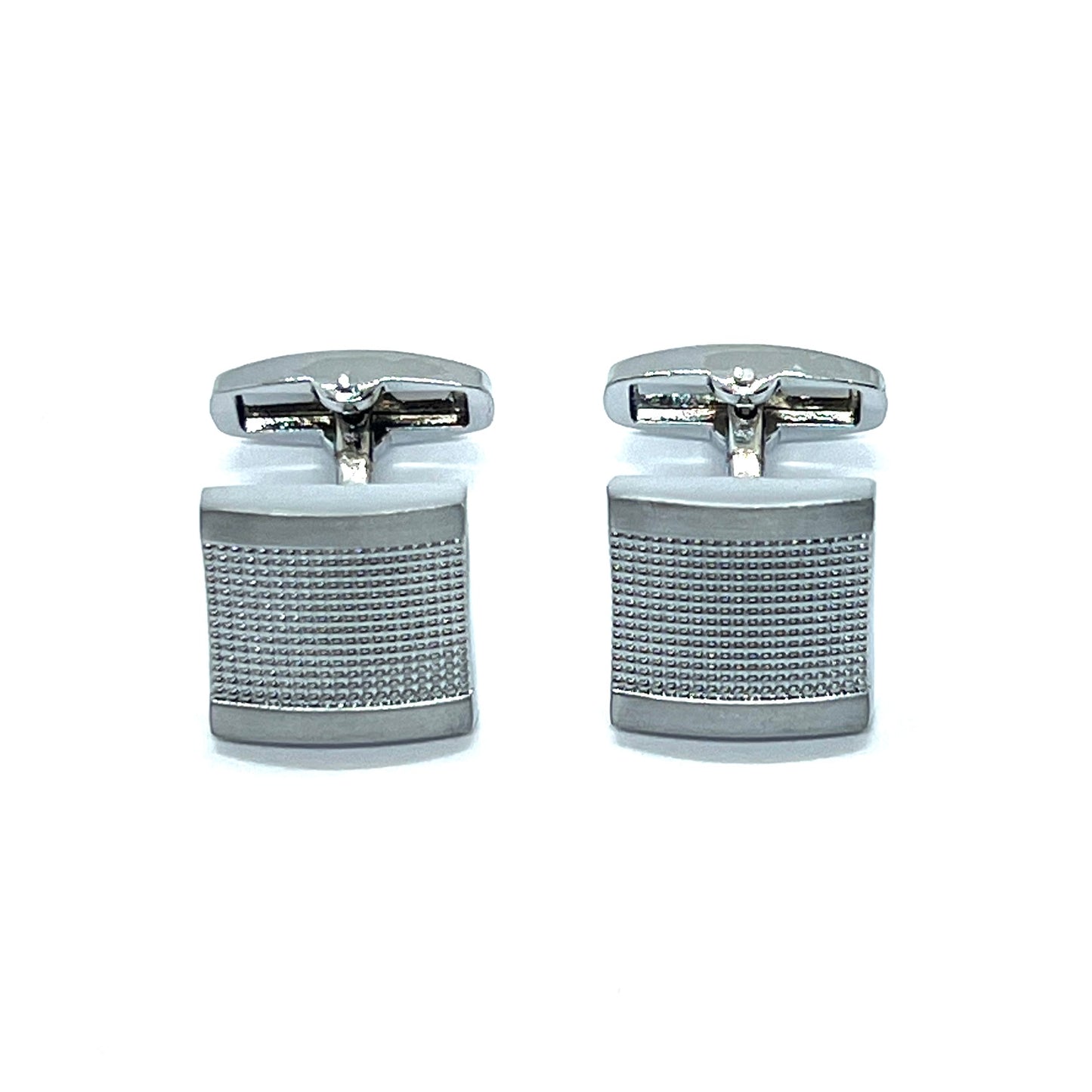 Silver Dotted Classic Square Cufflinks