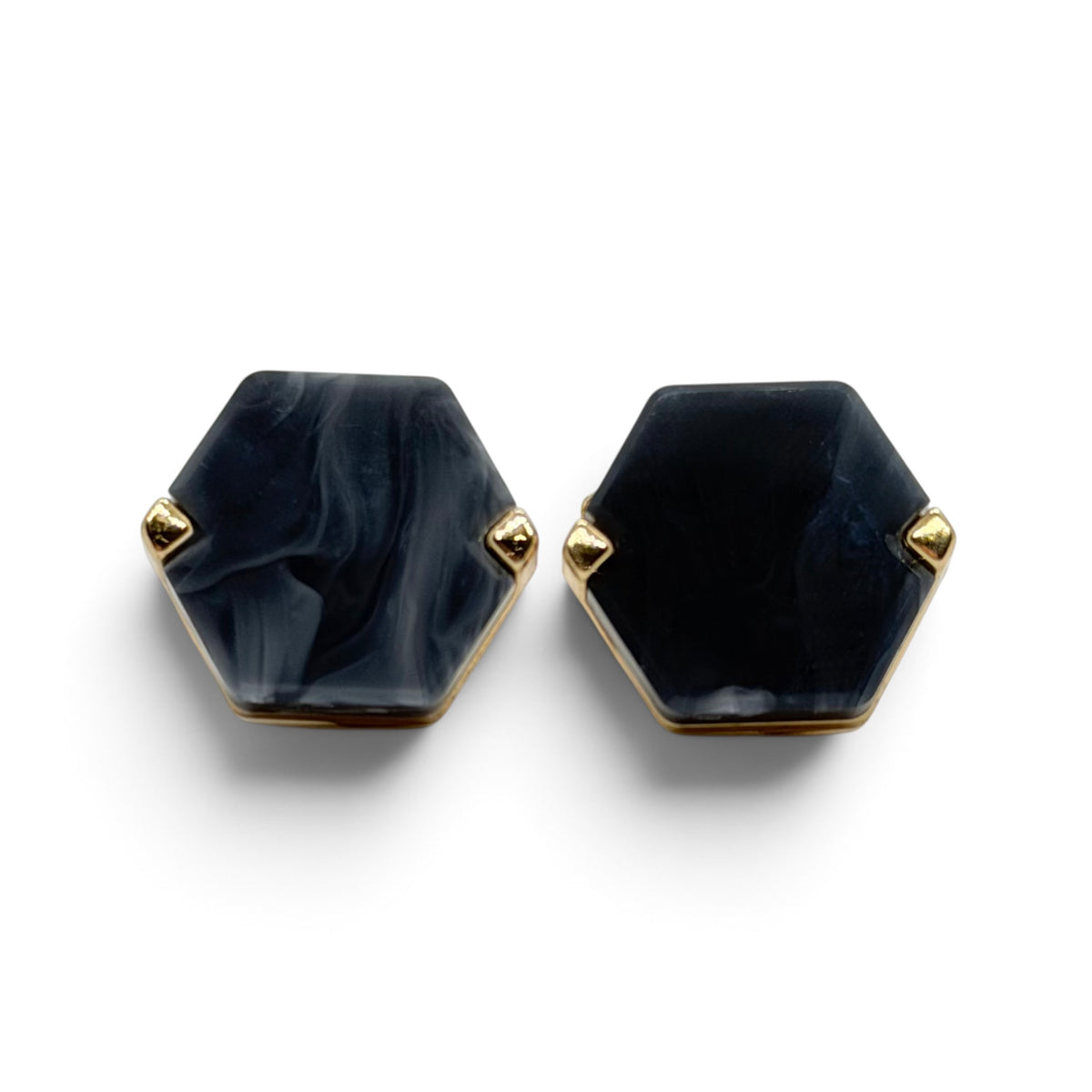 Navy Marbled Hexa Golden Cufflinks