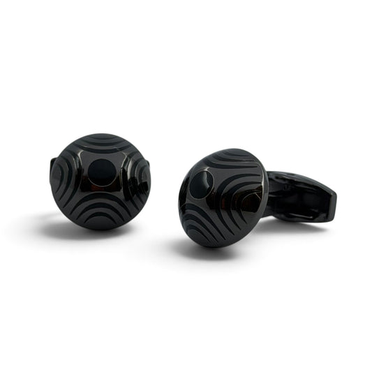 Noir Contours Grey Metallic Cufflinks