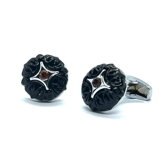 Rhino Star Black Silver Cufflinks