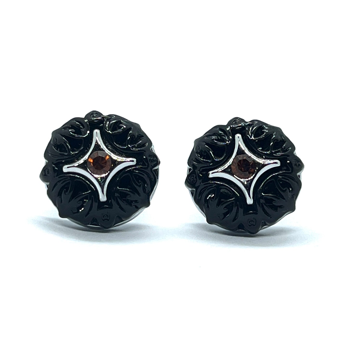 Rhino Star Black Silver Cufflinks