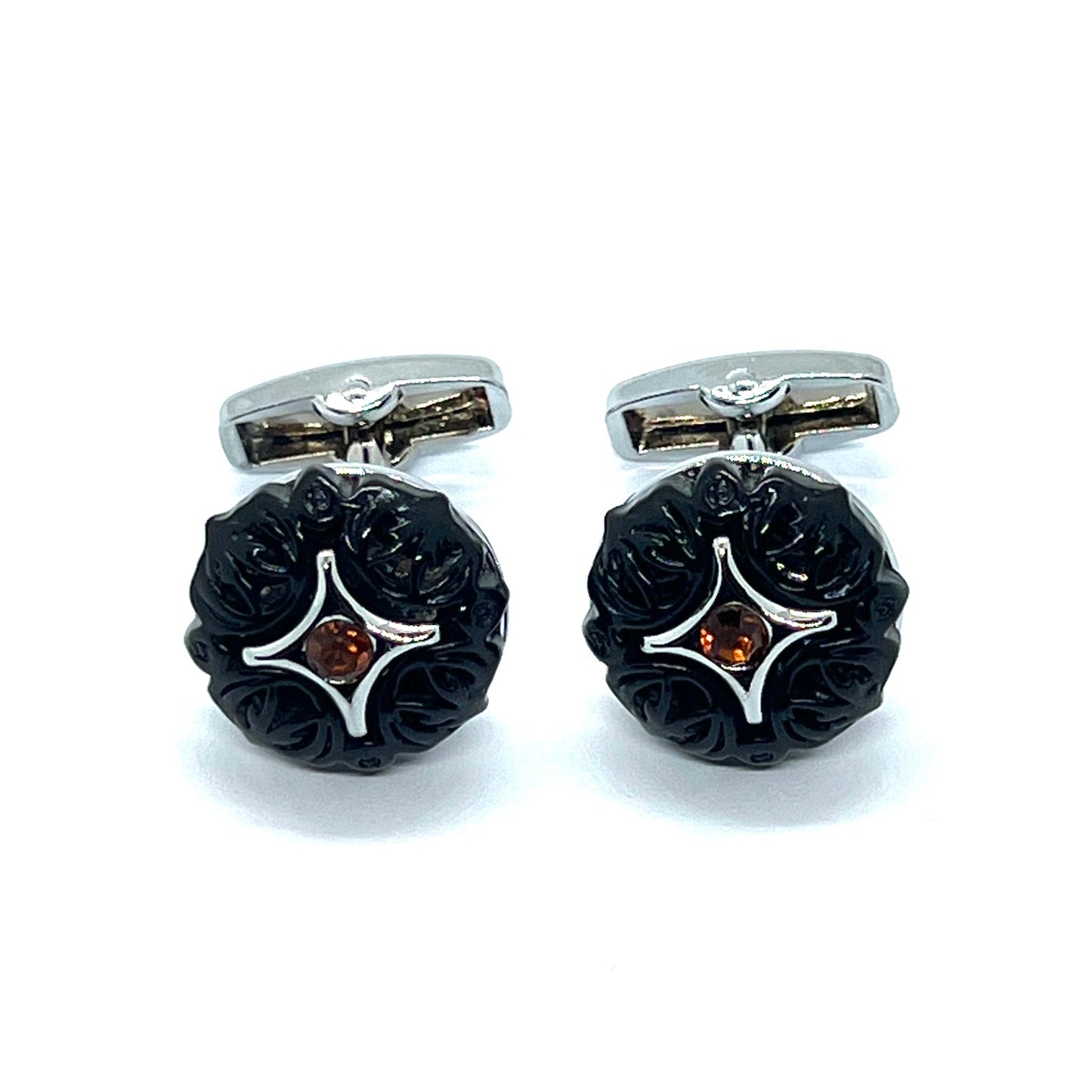 Rhino Star Black Silver Cufflinks