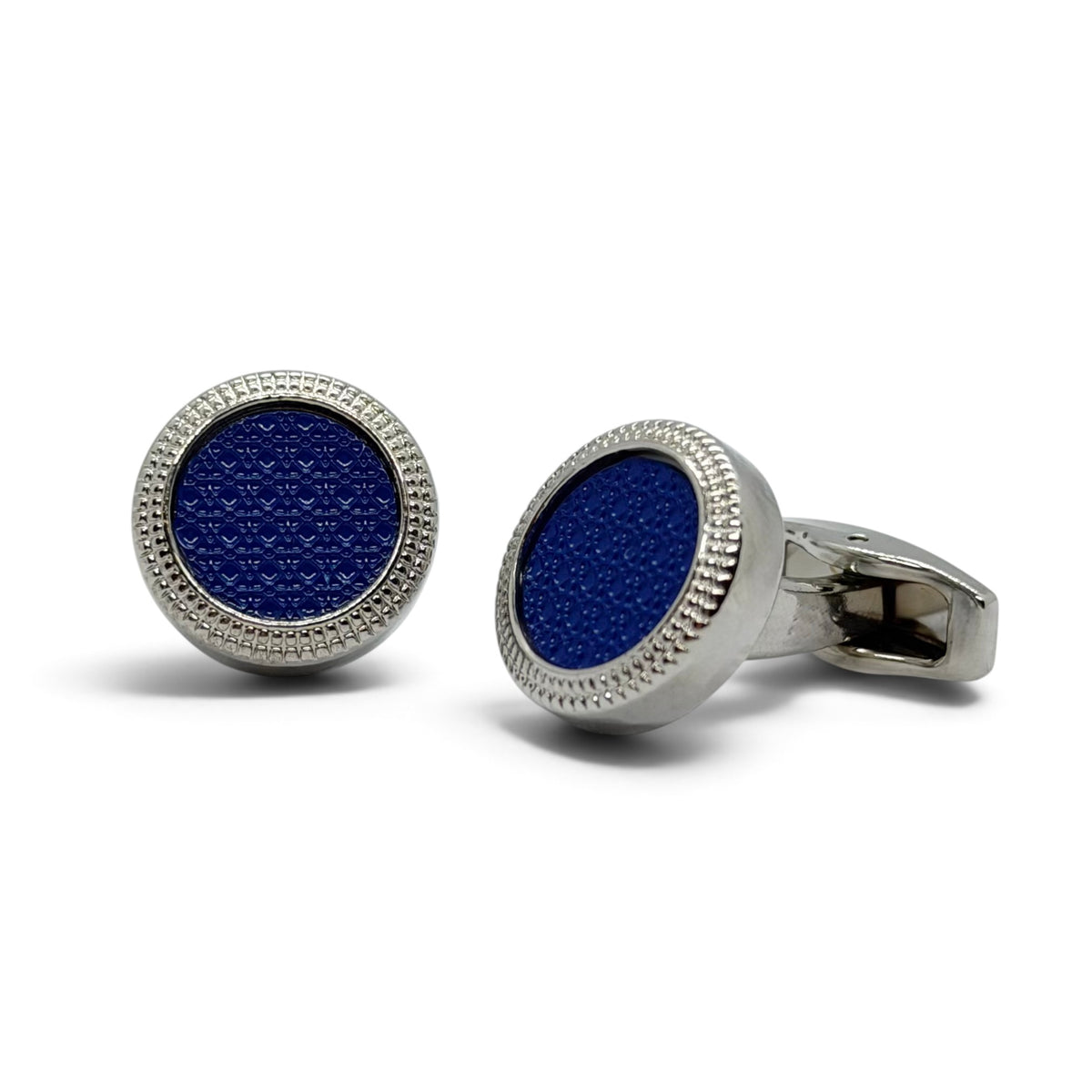 Cobalt Pattern Ring Silver Cufflinks