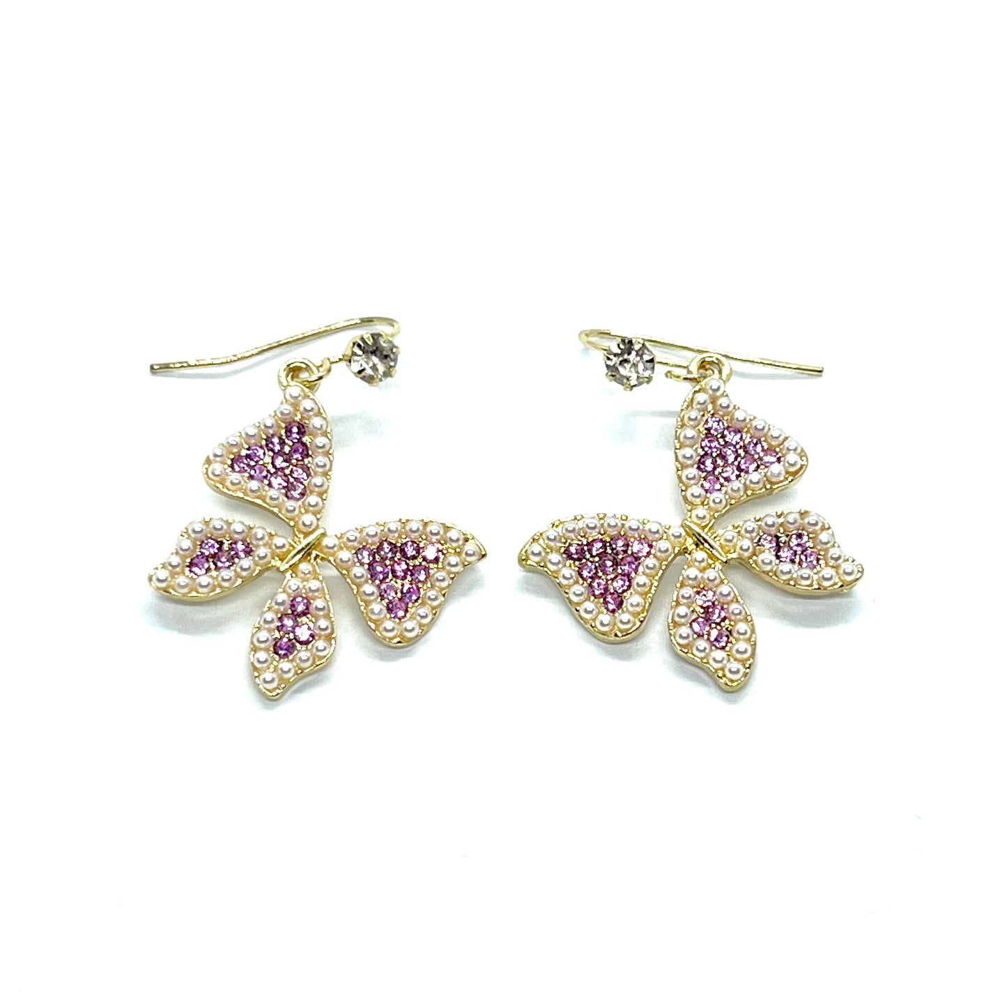 Butterfly Purple Beads Rhino Earrings