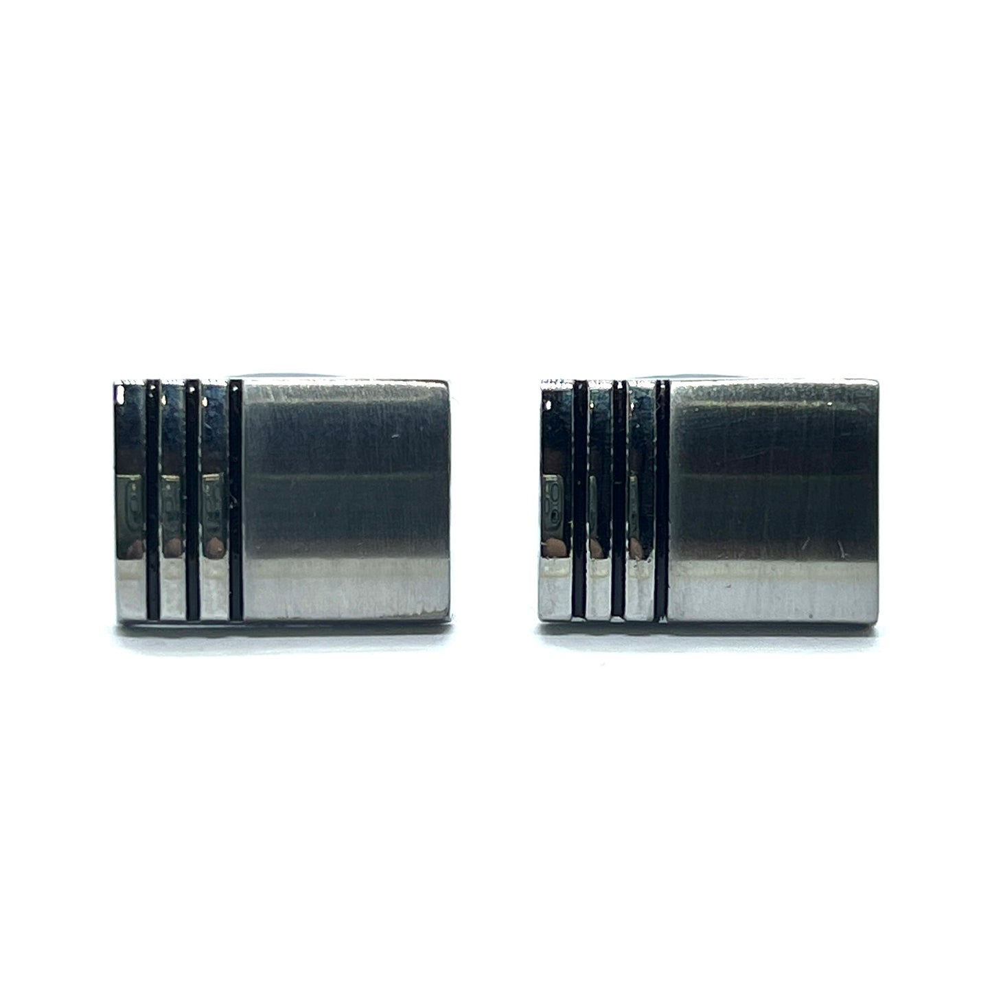 Recta Lined Classic Silver Cufflinks