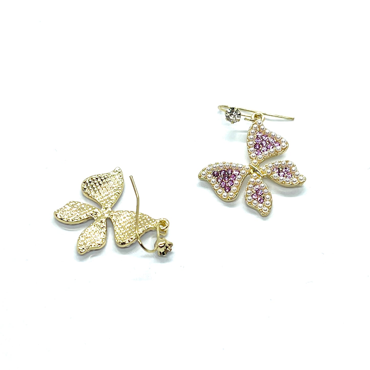 Butterfly Purple Beads Rhino Earrings