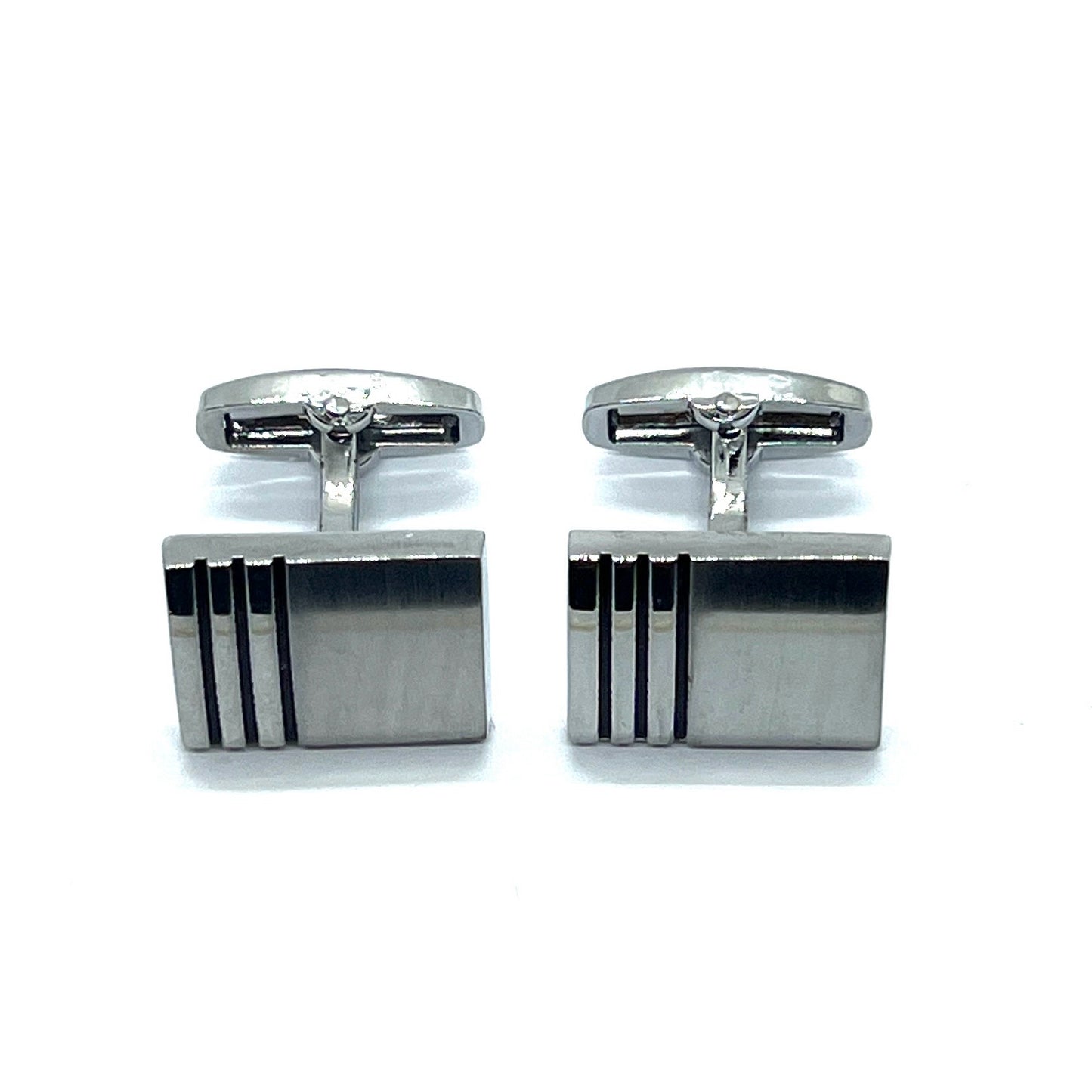 Recta Lined Classic Silver Cufflinks