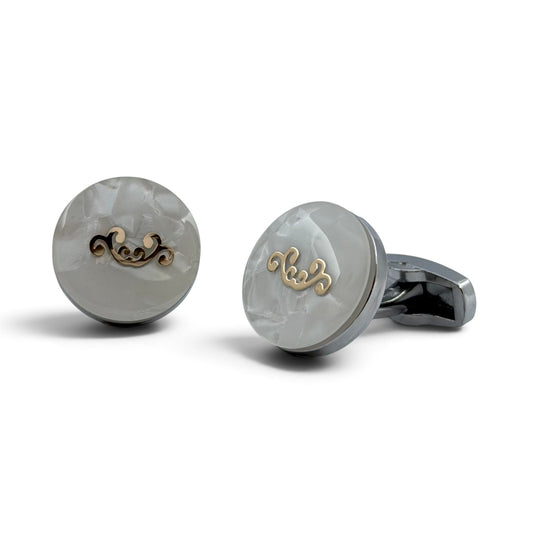 Ivory Ornamental Silver Cufflinks