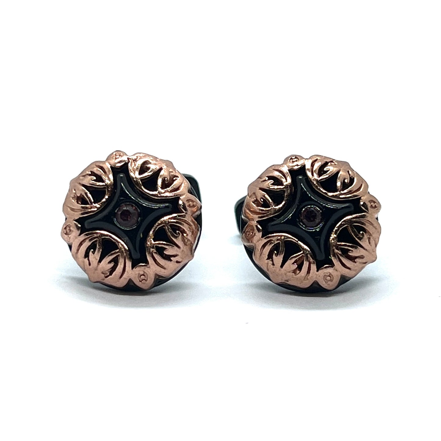 Rhino Star Black Rose Gold Cufflinks