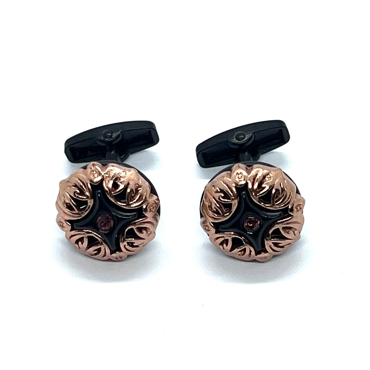 Rhino Star Black Rose Gold Cufflinks