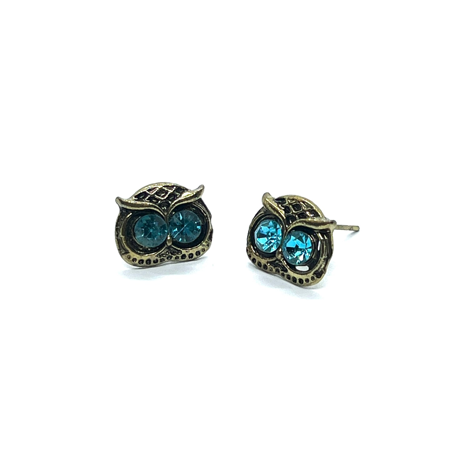 Vintage Bronze Owl Rhino Small Studs Earrings