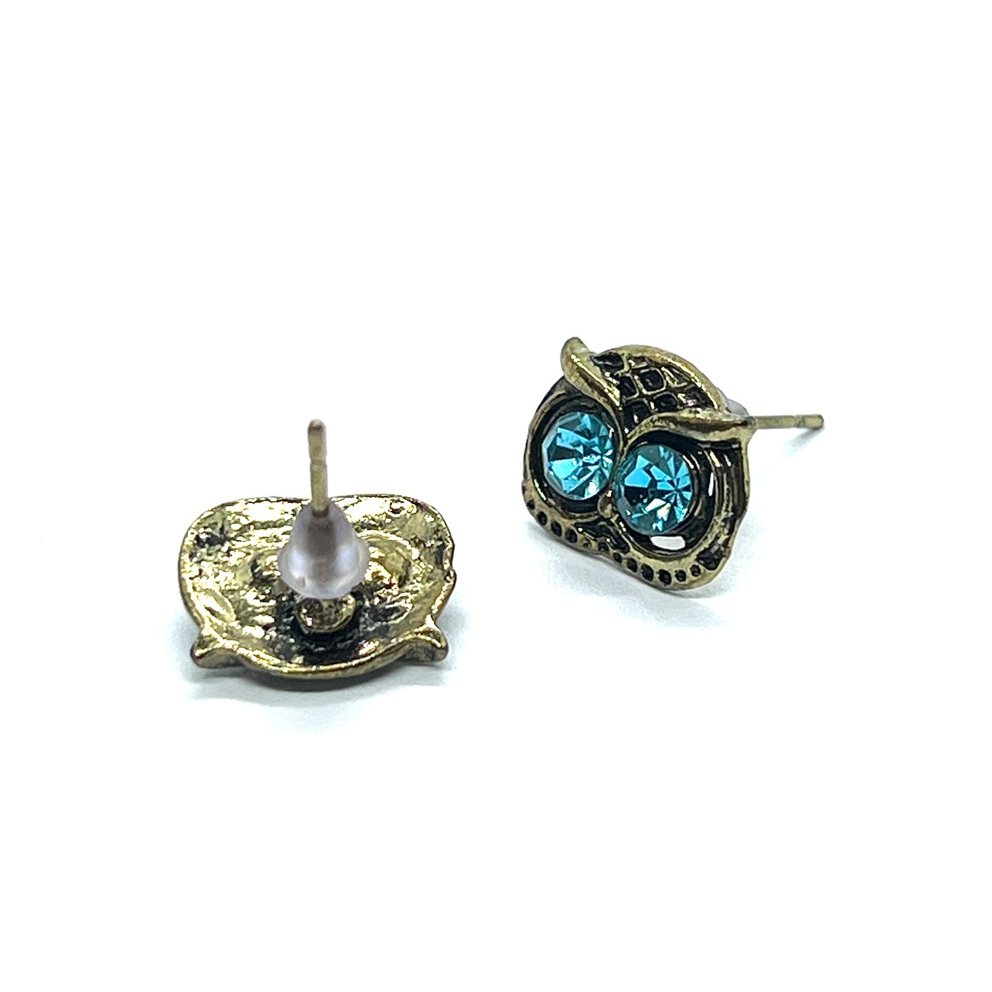 Vintage Bronze Owl Rhino Small Studs Earrings