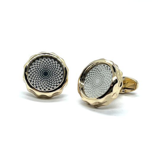 Round Textured Golden Cufflinks