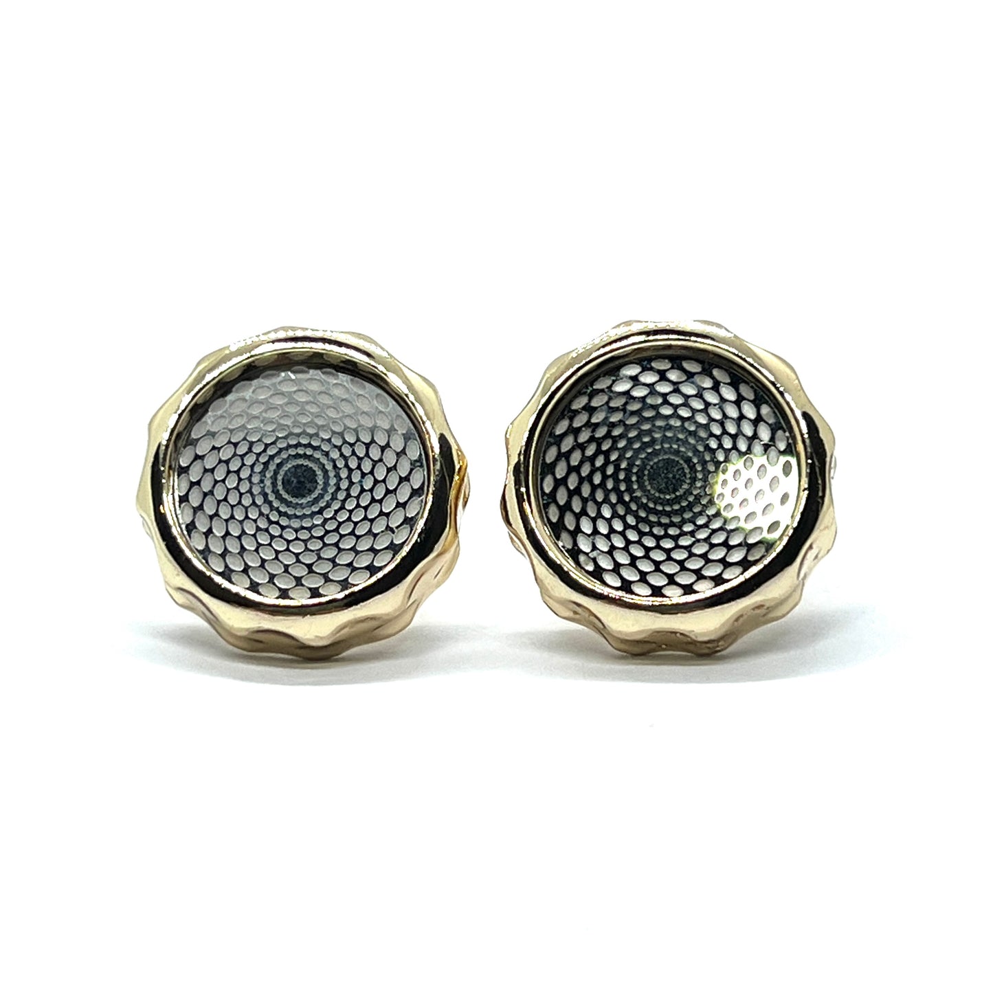 Round Textured Golden Cufflinks