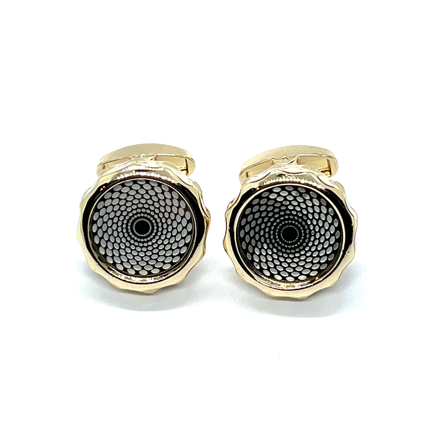 Round Textured Golden Cufflinks