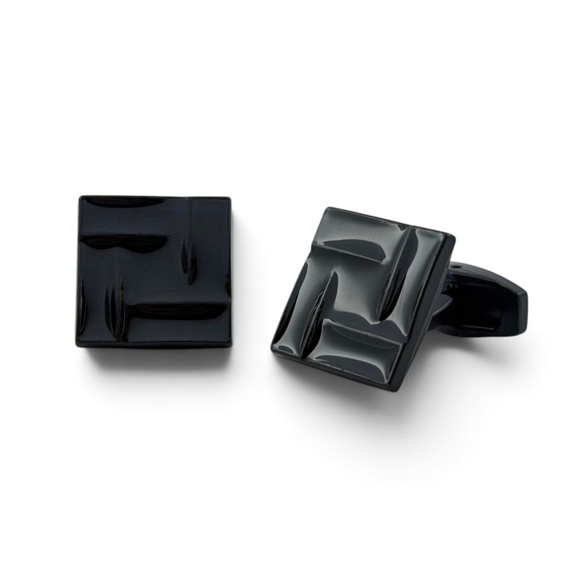Noir Sculpt Black Cufflinks