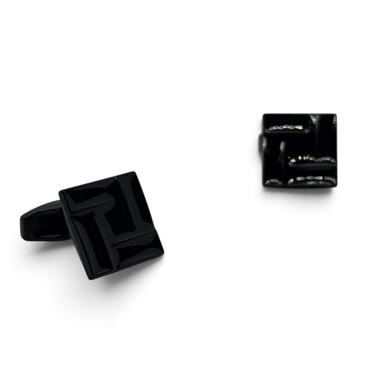 Noir Sculpt Black Cufflinks