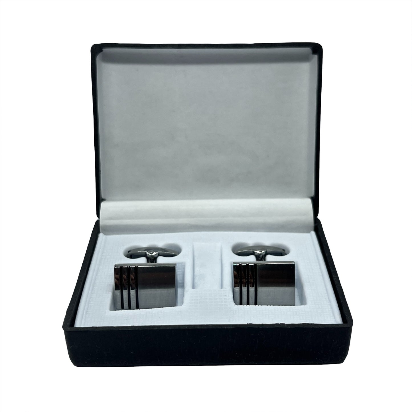 Recta Lined Classic Silver Cufflinks