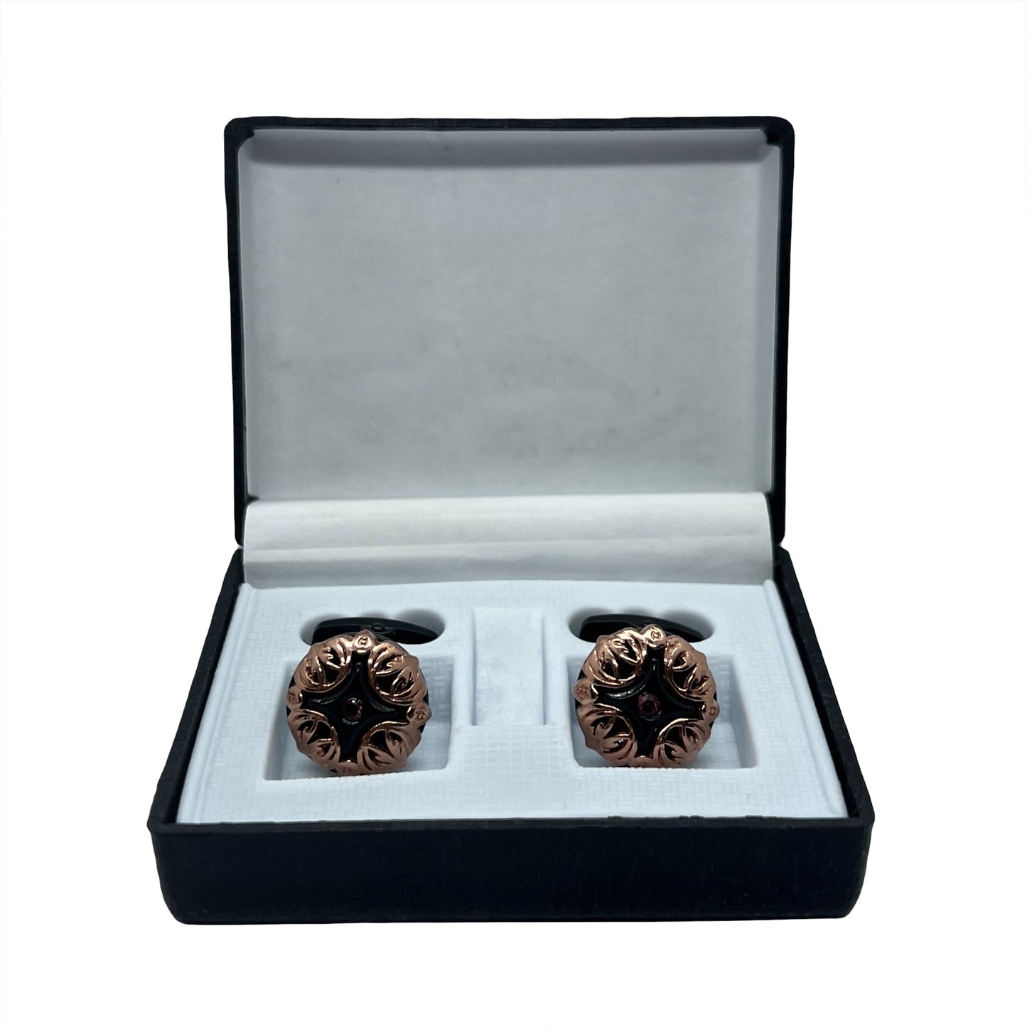 Rhino Star Black Rose Gold Cufflinks