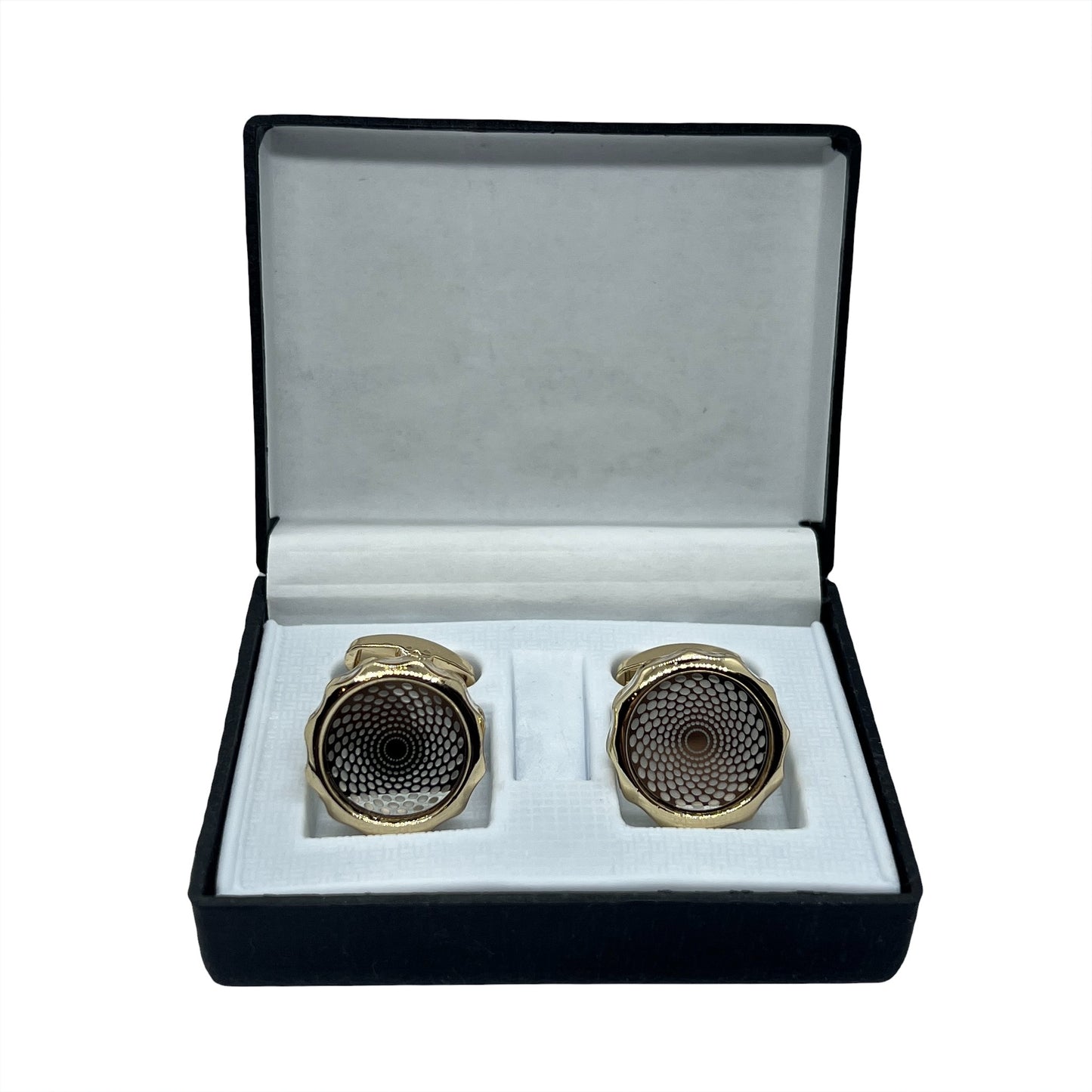 Round Textured Golden Cufflinks