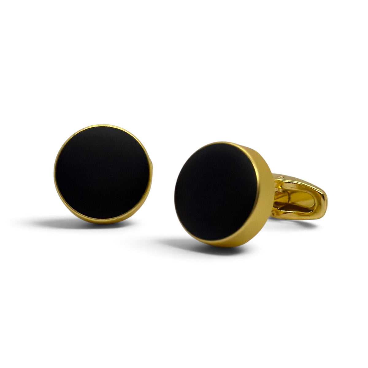 Black Gold Round Golden Cufflinks
