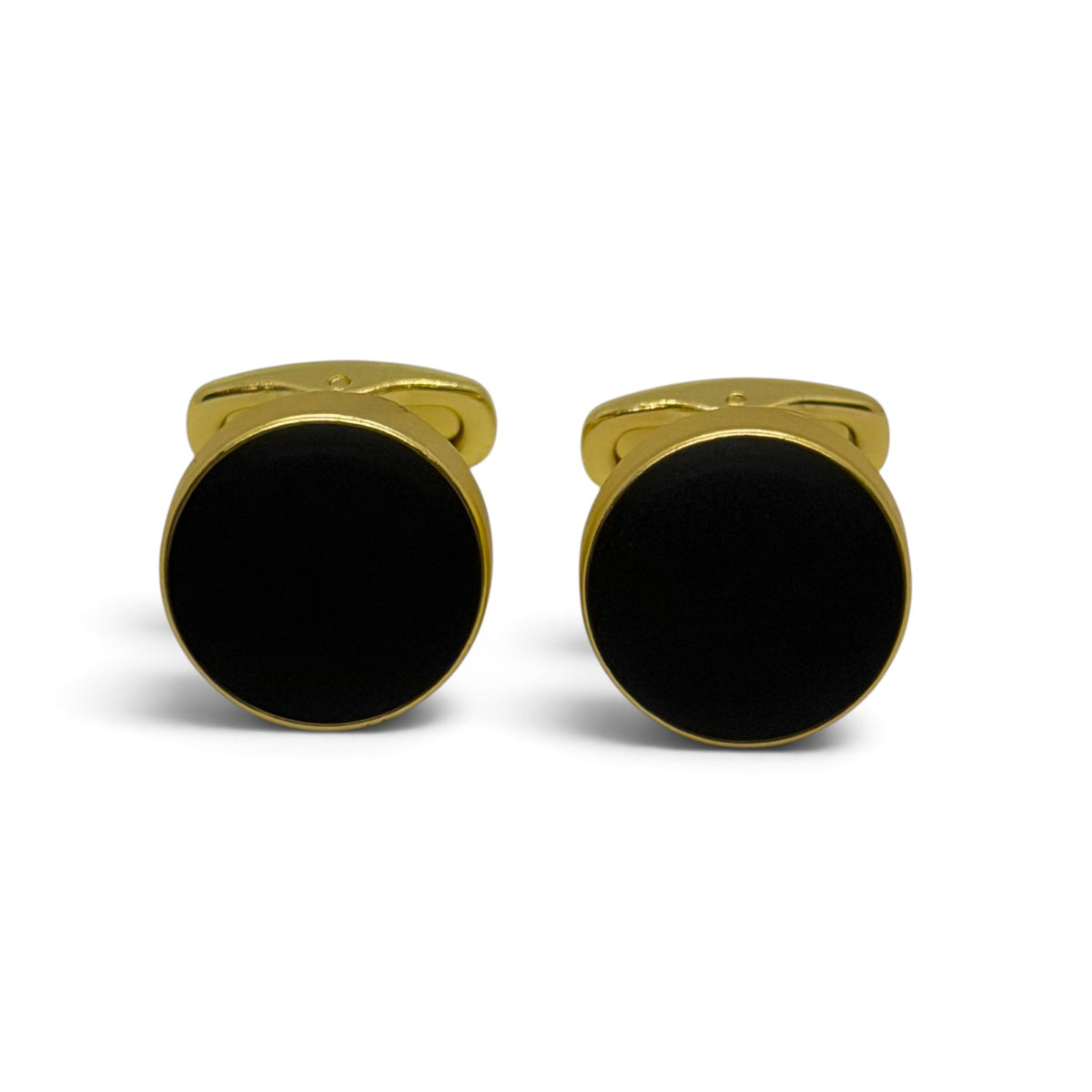 Black Gold Round Golden Cufflinks