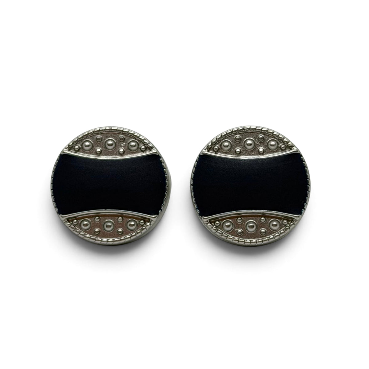 Ornate Noir Matte Silver Cufflinks