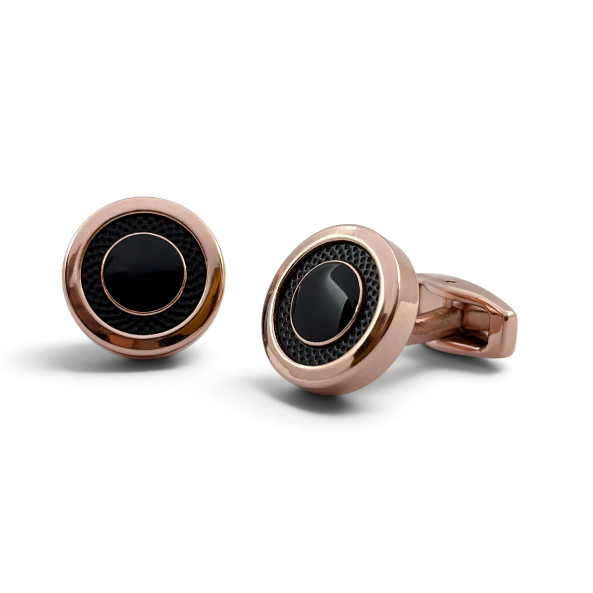Obsidian Halo Rose Gold Cufflinks