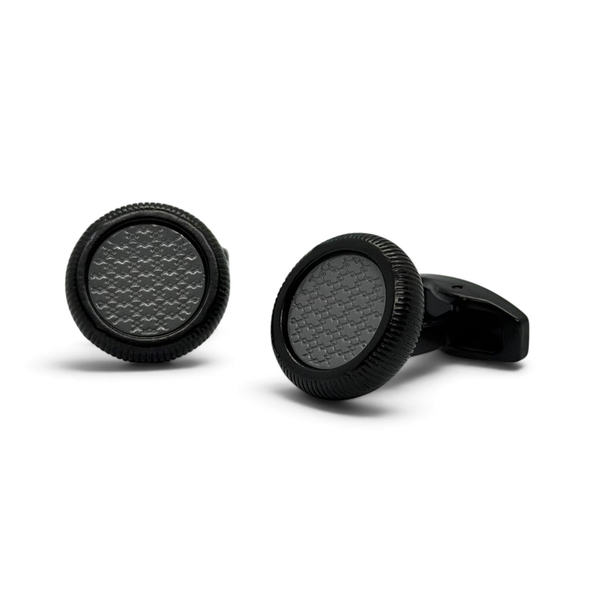 Ribbed Noir Grey Black Cufflinks