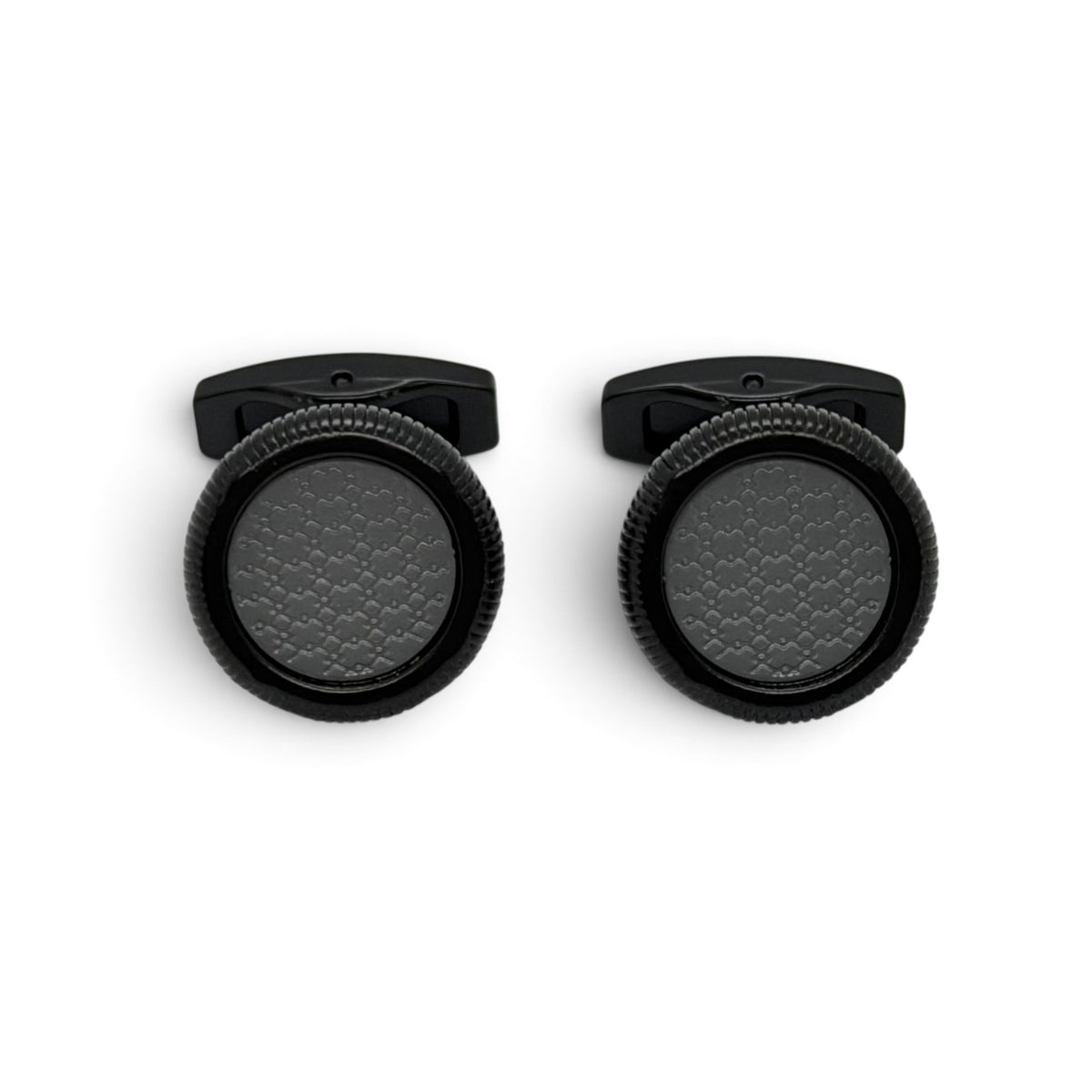 Ribbed Noir Grey Black Cufflinks