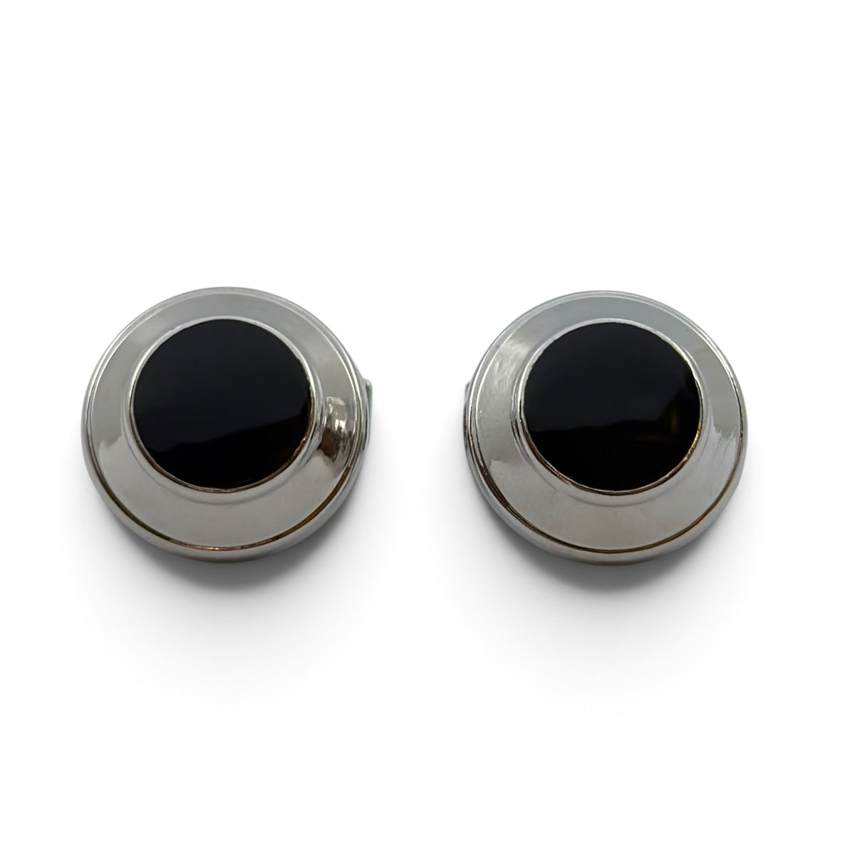 Obsidian Dome Silver Cufflinks