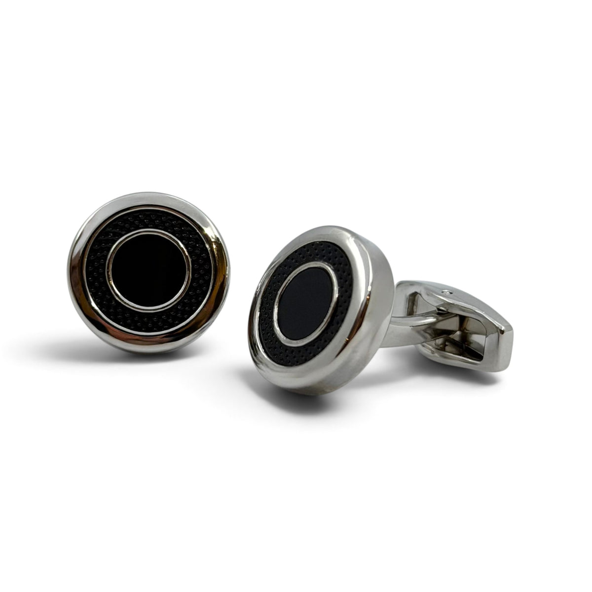 Obsidian Halo Silver Cufflinks