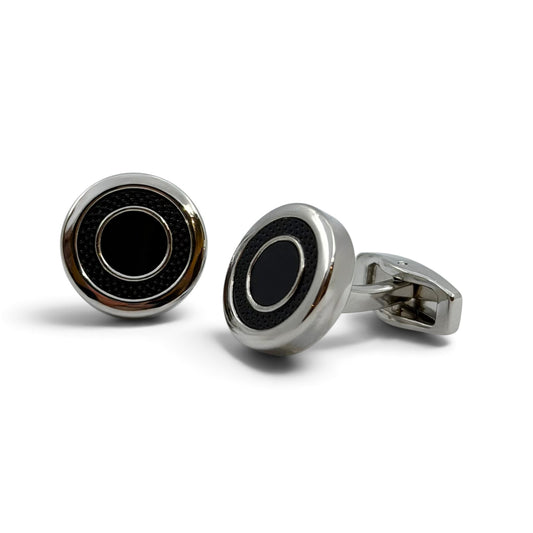Obsidian Halo Silver Cufflinks