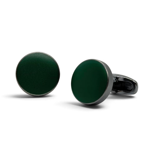 Forest Round Grey Metallic Cufflinks