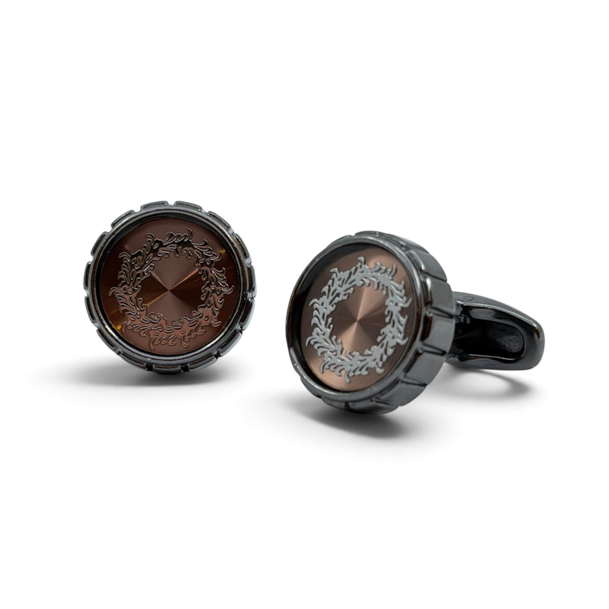 Laurel Medallion Grey Metallic Cufflinks
